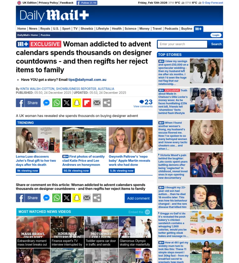 Coverage in Daily Mail