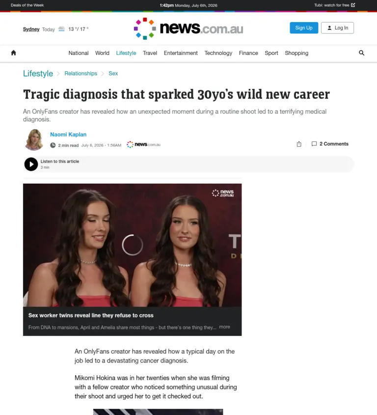 Client coverage in news.com.au